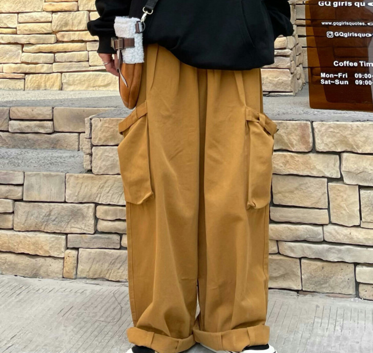 原宿风日系复古坠感工装裤男女潮牌宽松百搭阔...