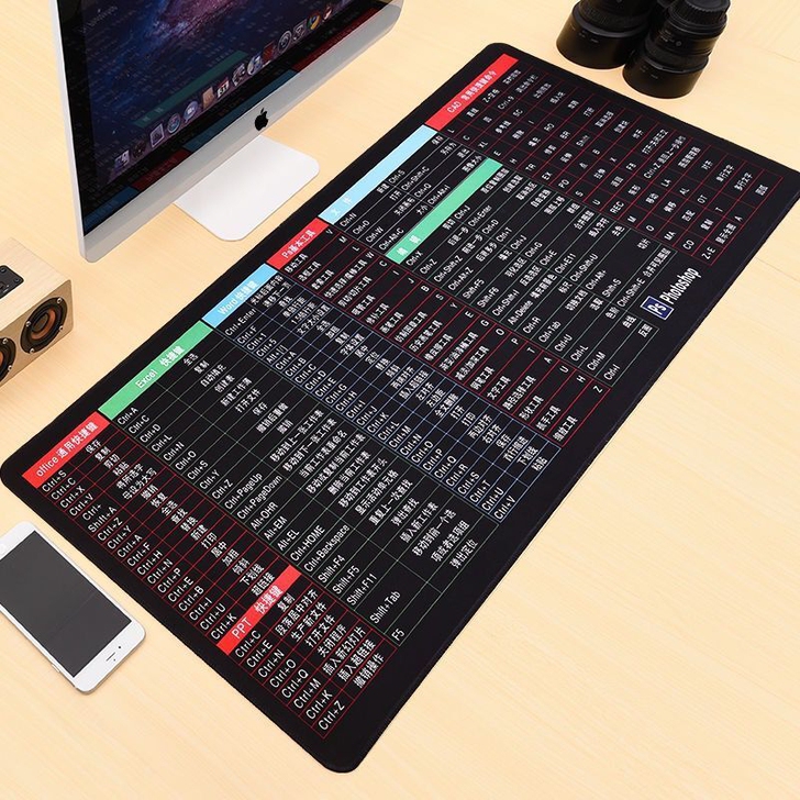 鼠标垫超大号办公快捷键大全动漫游戏电脑桌垫...