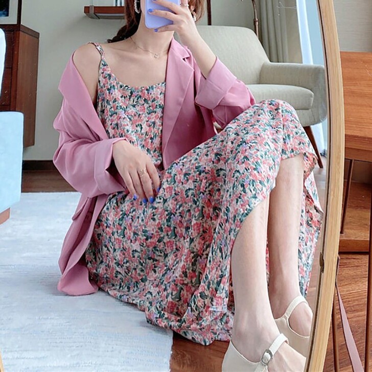 【618低价出货】碎花连衣裙2021新款宽...