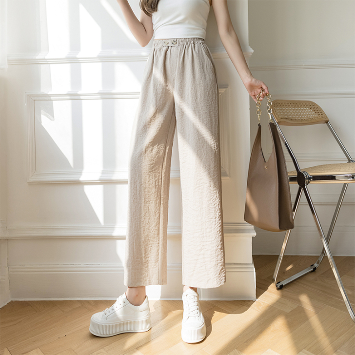 2021夏季新款松紧腰棉麻休闲裤女百搭宽松...