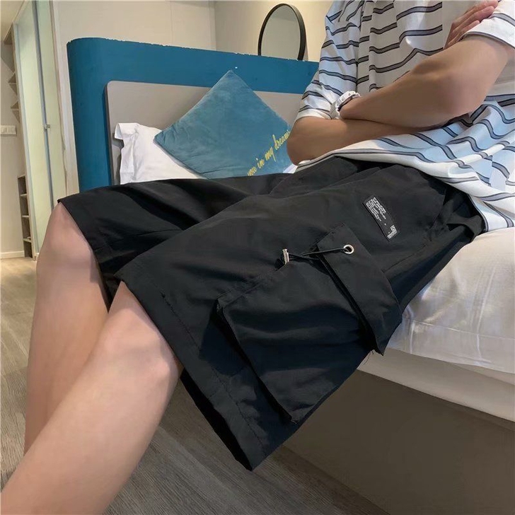 1夏阔腿裤子夏日系复古宽松百搭五分中裤in...