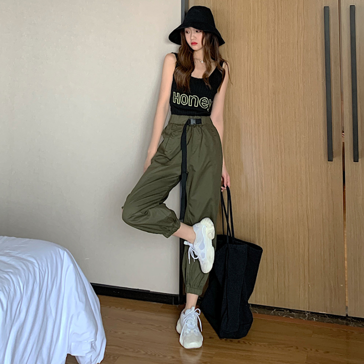 新款夏季薄款裤子军绿色休闲裤