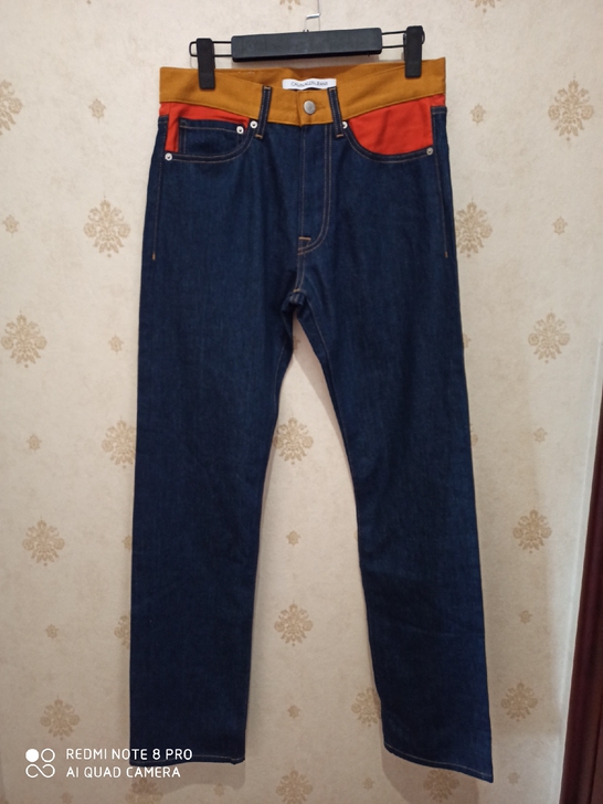 正品CK 牛仔裤男士直筒宽松休闲长裤子