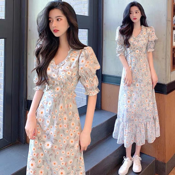 法式小众裙子超仙森系收腰显瘦矮个子显高御姐...