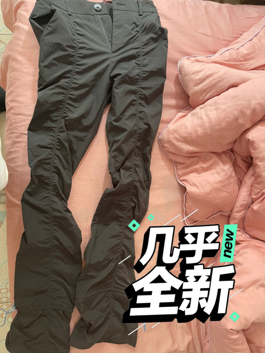 SiiQ47褶皱工装裤Y2K腰细胯宽入 特...