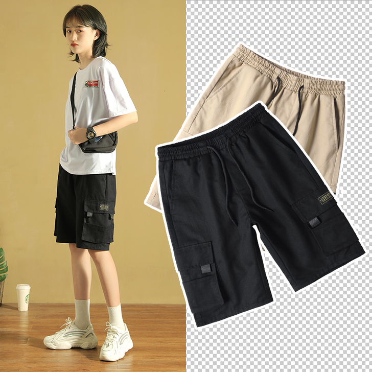 情侣工装短裤女宽松bf风休闲五分裤夏季薄款...
