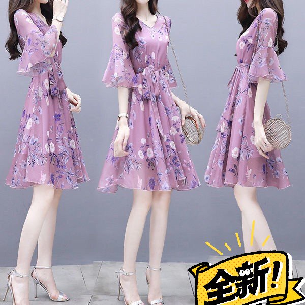 2021新款夏季仙女超仙森系裙子收腰显瘦气...