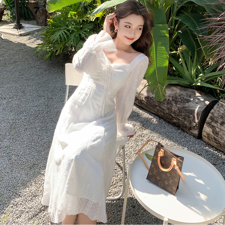 法式初恋甜美连衣裙2021新款女春超仙森系...