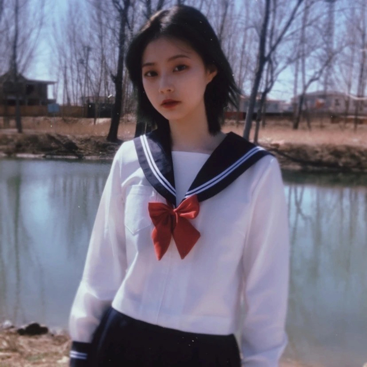 出神北jk原创水手服 单长袖上衣+下群+领...