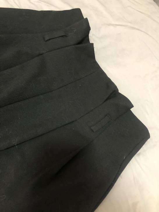 女 L码黑色裤子高腰 通勤必备 荷花边的腰...