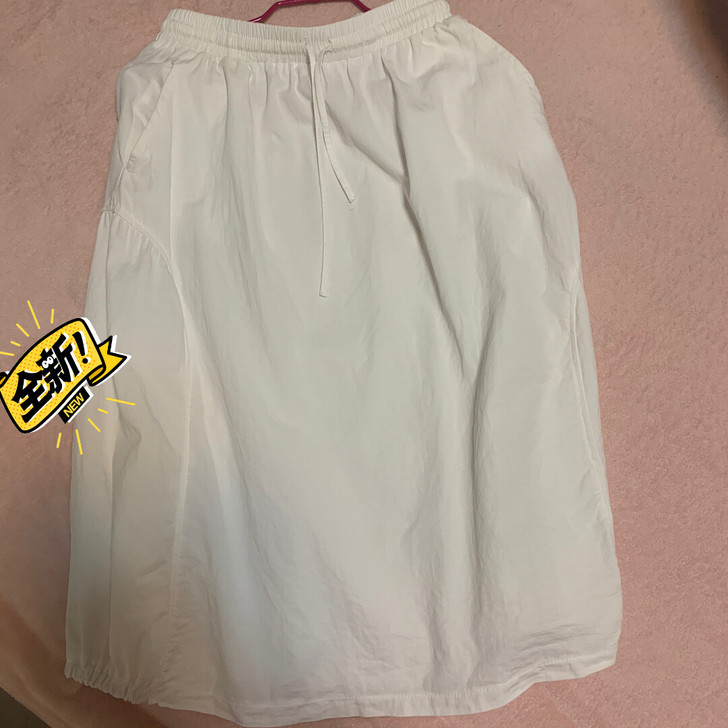2021新版纯棉麻半身裙白色裙工装裙女粉色...