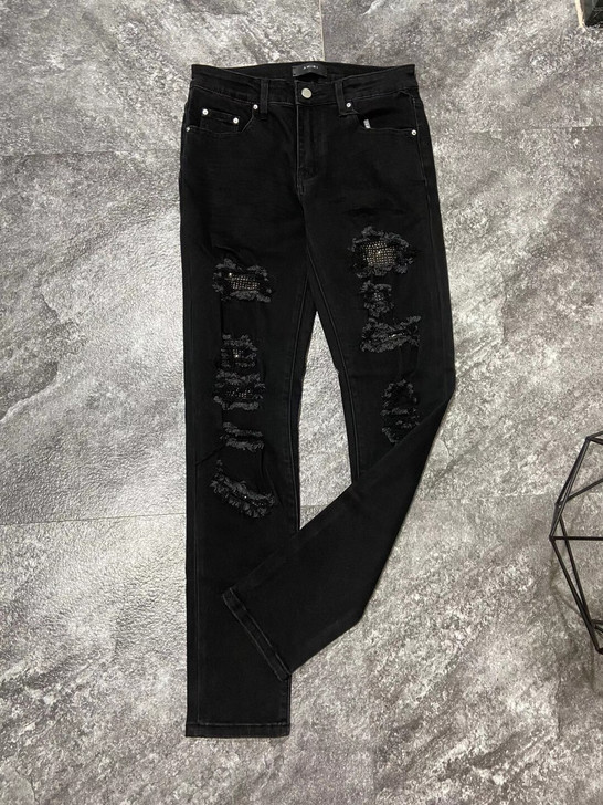 amiri 破洞黑钻高街暗黑牛仔裤 全新码全