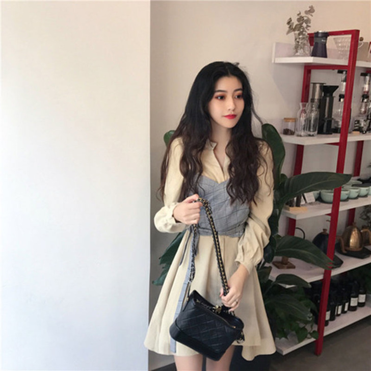 原宿港风女装高冷御姐成熟轻熟智熏桔梗裙子超...