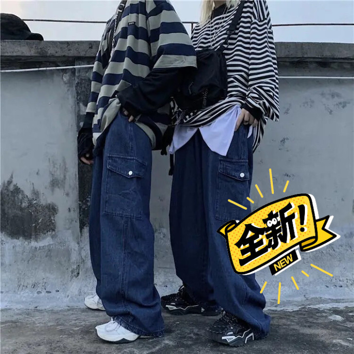 宽松工装日系牛仔裤