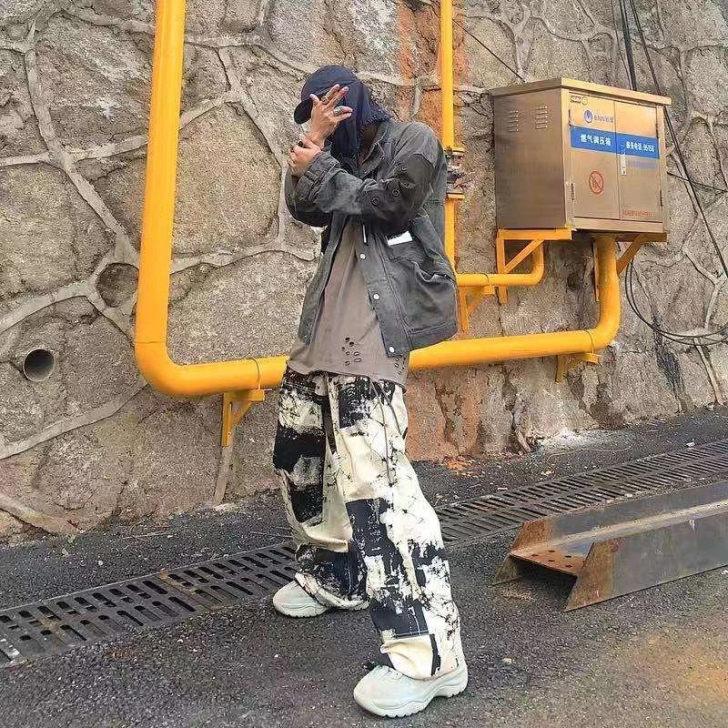 【国潮正品】POSEROOM报纸水墨牛仔裤...