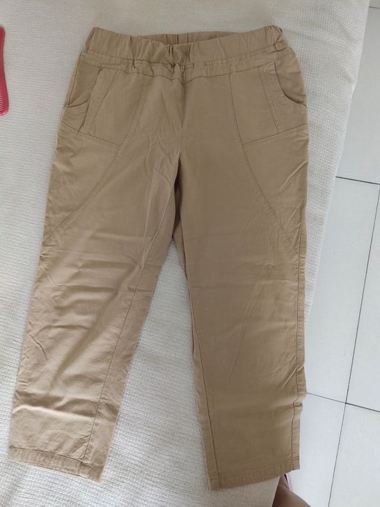 女士大码弹力棉麻裤 九新 适合135斤以下...