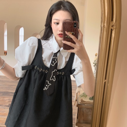 连衣裙女法式复古背带娃娃裙子2021年夏季...