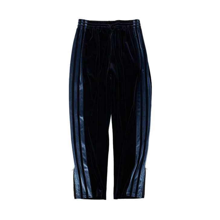 RASS丝绒拼接撞色拉链长裤 国潮宽松街头...