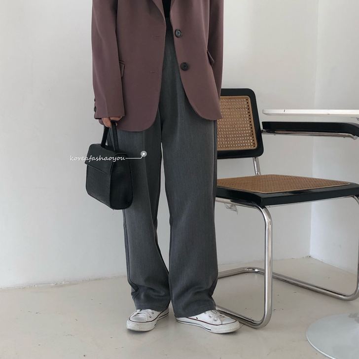 西装阔腿裤女秋冬2019新款 韩版宽松高腰...