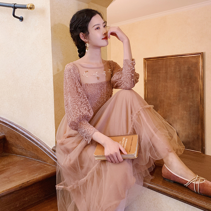 梅子熟了 文艺复古裙子仙女超仙森系网纱连衣...