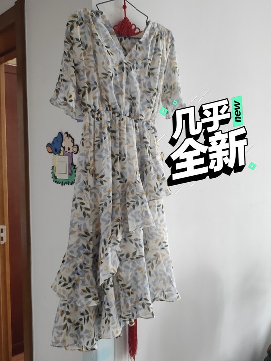 雪纺连衣裙  只穿过一次  适合110斤以...