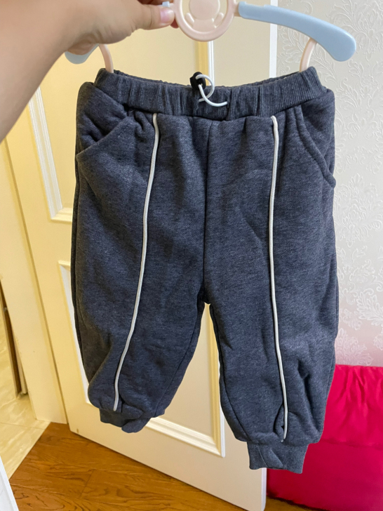 男童运动加绒束脚裤子90码