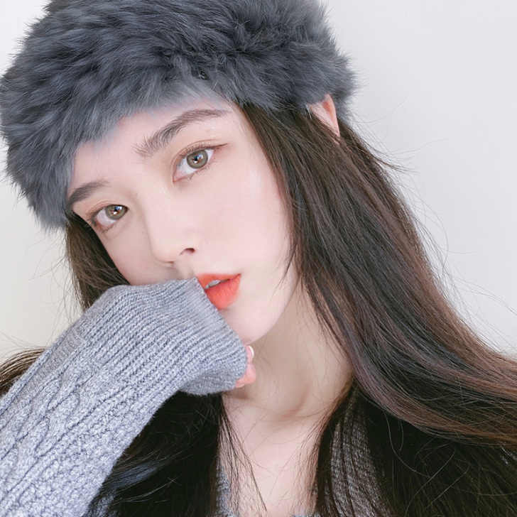 仙气韩版兔毛发带帽子女宽秋冬保暖日系头饰头...