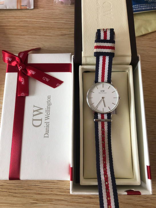 DW手表女士36mm织纹撞色中性石英表女表...