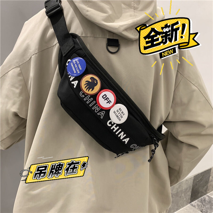 斜挎包男士街头潮流胸包ins时尚个性挎包单...