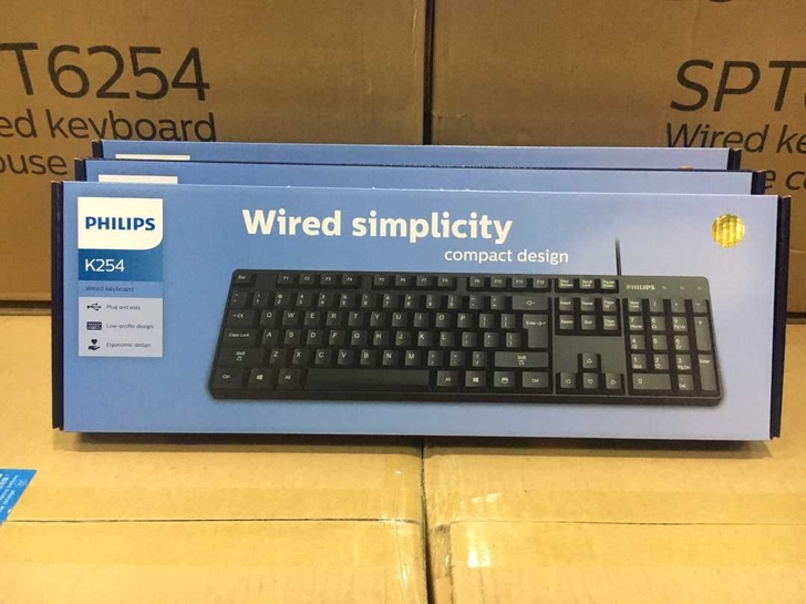 飞利浦K254键盘全新飞利浦有线USB单键...