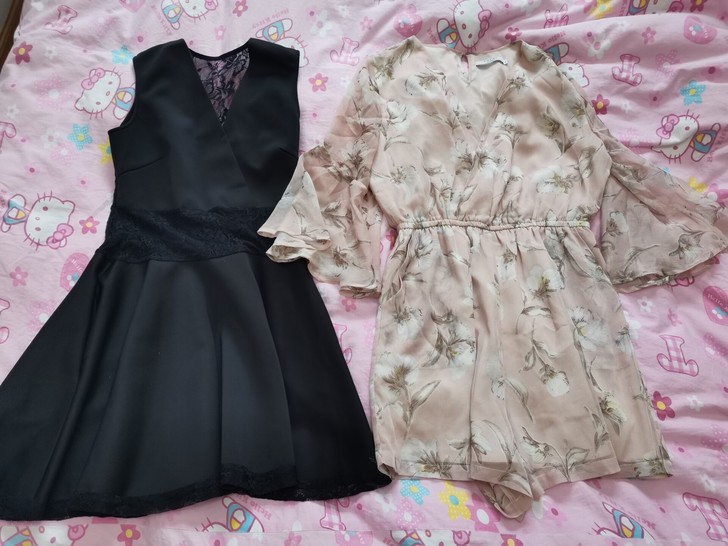 赫本大摆小黑裙 粉色温柔雪纺连体裤