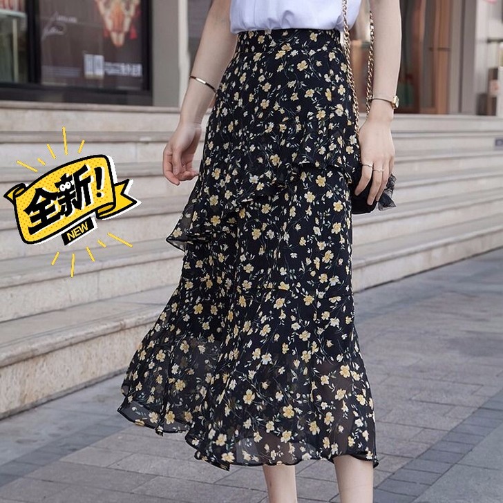 【闲置】雪纺裙女春夏中长款2021新款碎花...