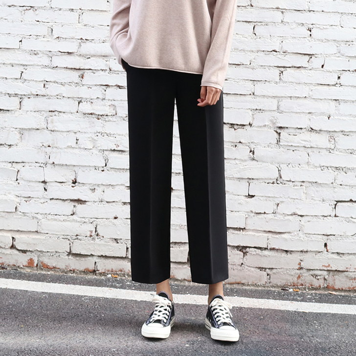 阔腿裤女春秋新款九分高腰垂感宽松显瘦烟管裤...