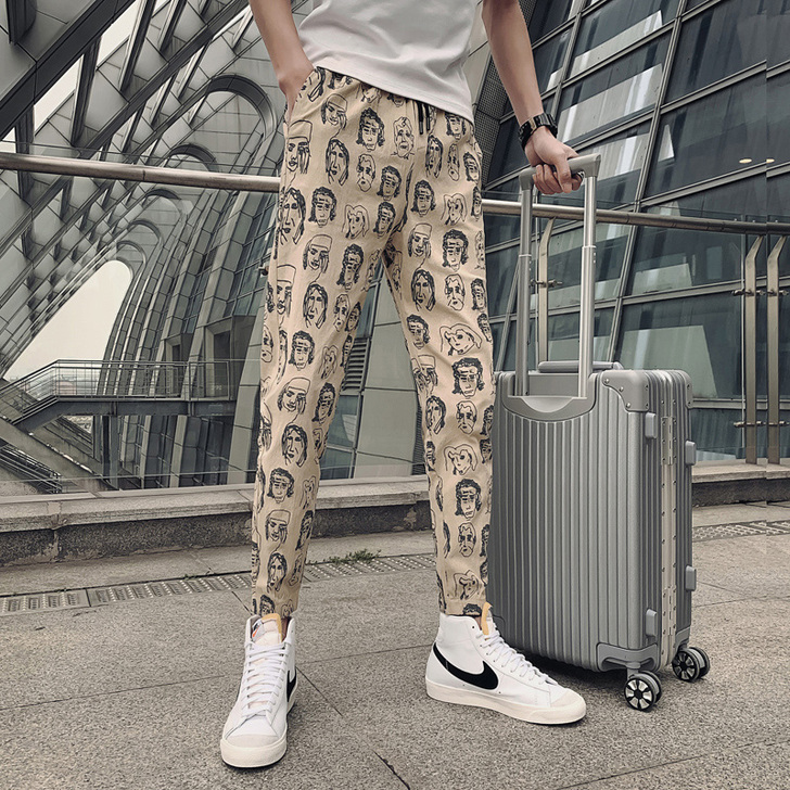 休闲裤男夏季薄款韩版潮流修身小脚裤子男士九...