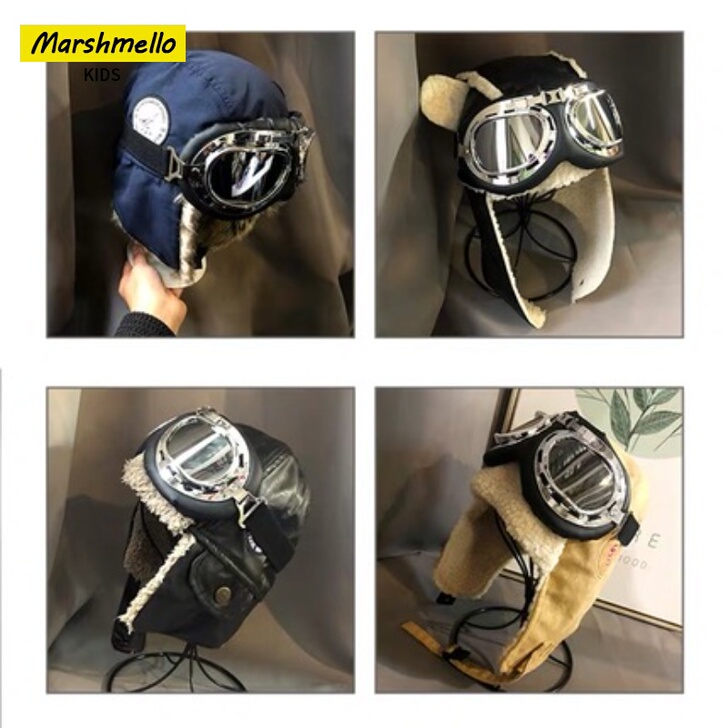 儿童帽子宝宝秋冬季飞行员护耳雷锋帽眼镜款男...