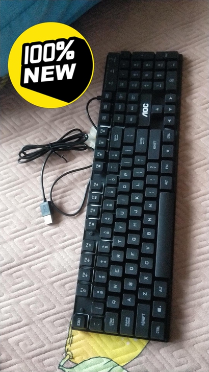 AOC机械手感键盘电脑台式笔记本通用有线U...