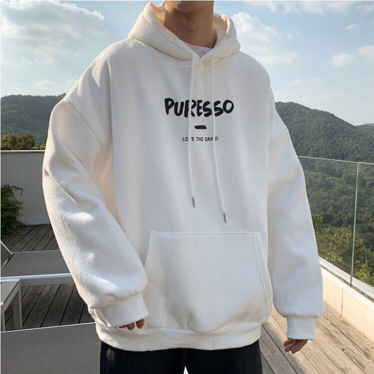 港风秋冬季韩版宽松连帽卫衣男潮流百搭休闲简...