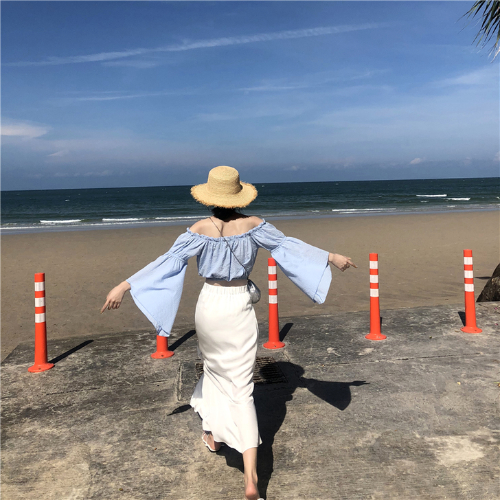 一字肩 露肩衬衫