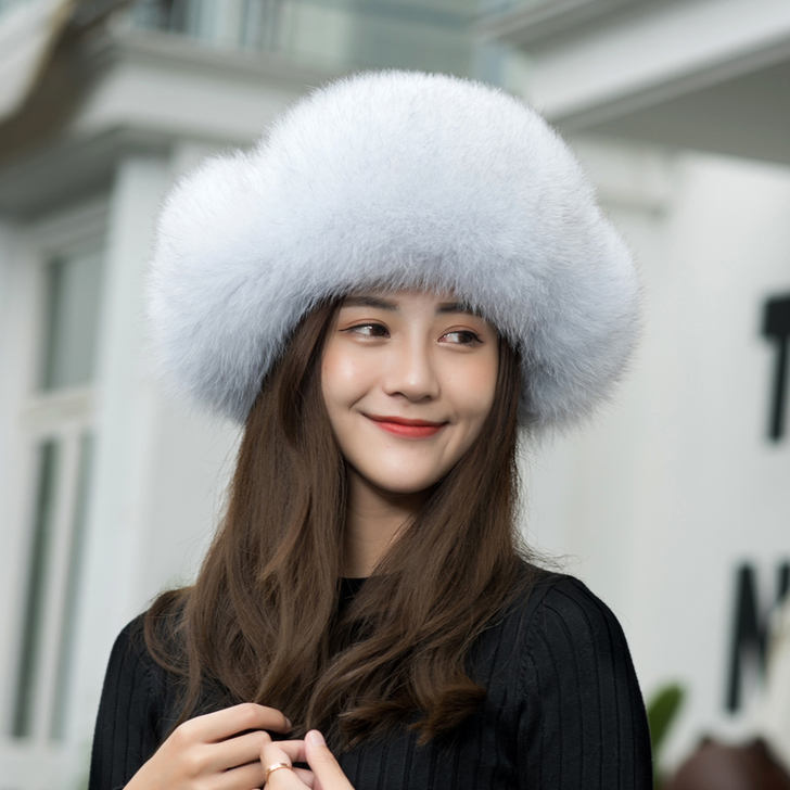 狐狸毛雷锋帽女秋冬季加厚东北滑雪儿童韩国韩...