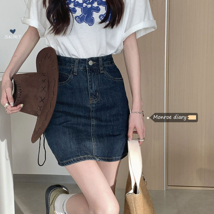 高腰显瘦百搭牛仔半身裙女2021夏季新款薄...
