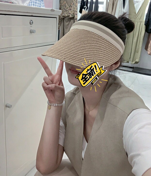 全新包邮 发卡式遮阳帽女夏防晒帽子大头围款...