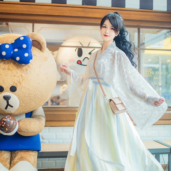 衣锦江南海盐柠檬桃子汽水原创汉服晋制齐腰褶...