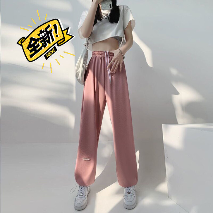 全新秒发包邮粉色运动裤女夏季薄款2021新...