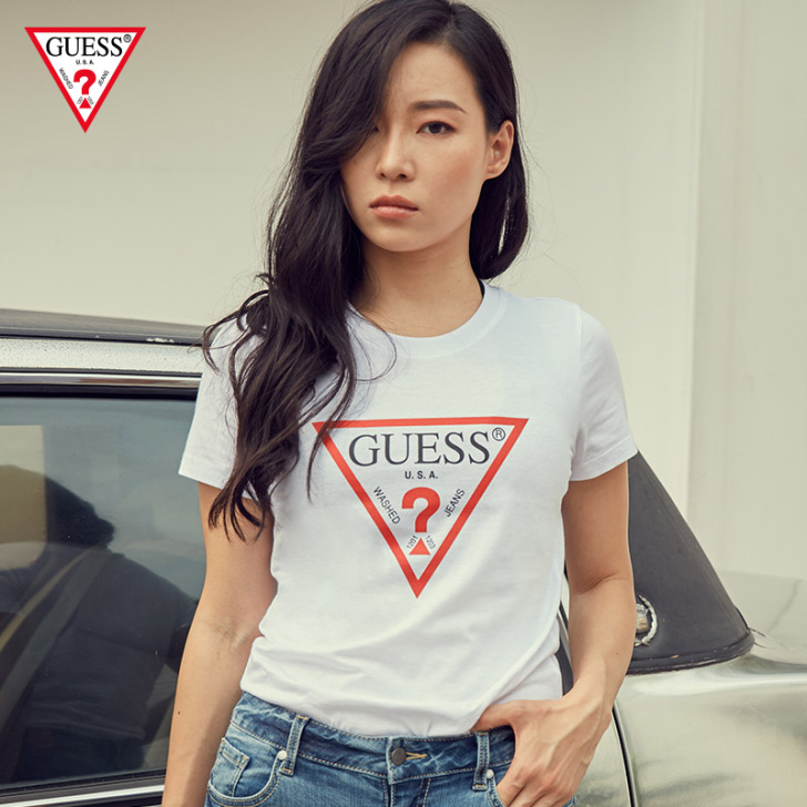 【VIP】GUESS情侣款女士纯色倒三角L...