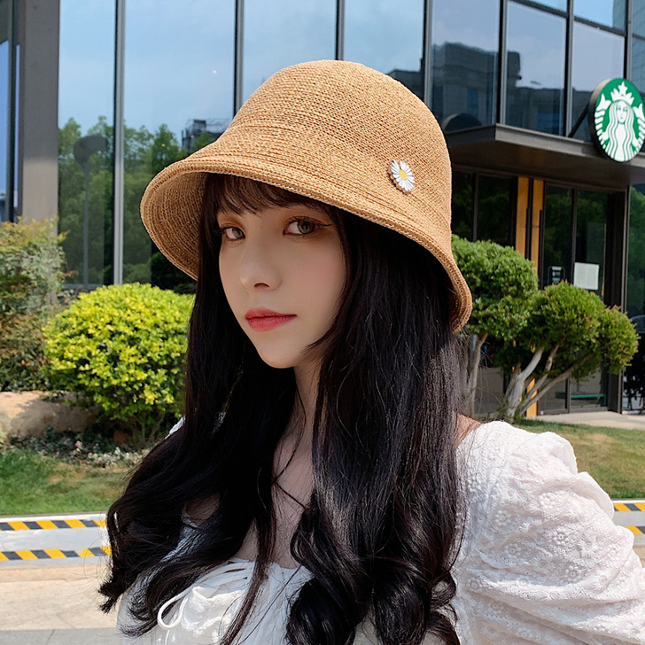 网红小雏菊花渔夫帽女夏天日系韩版潮百搭遮阳...
