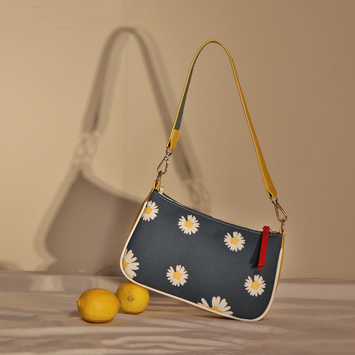 雏菊包包女2021春夏新款拼色菊花腋下包百...
