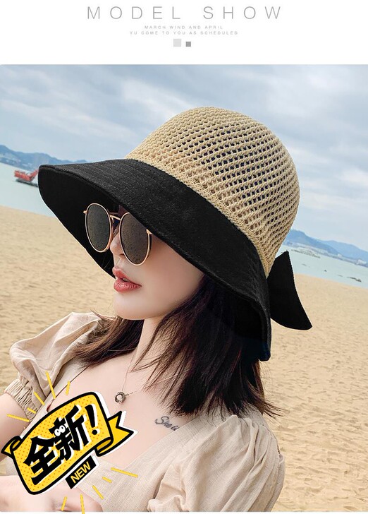 库存清仓夏季女百搭镂空帽太阳帽防晒齿遮阳帽...