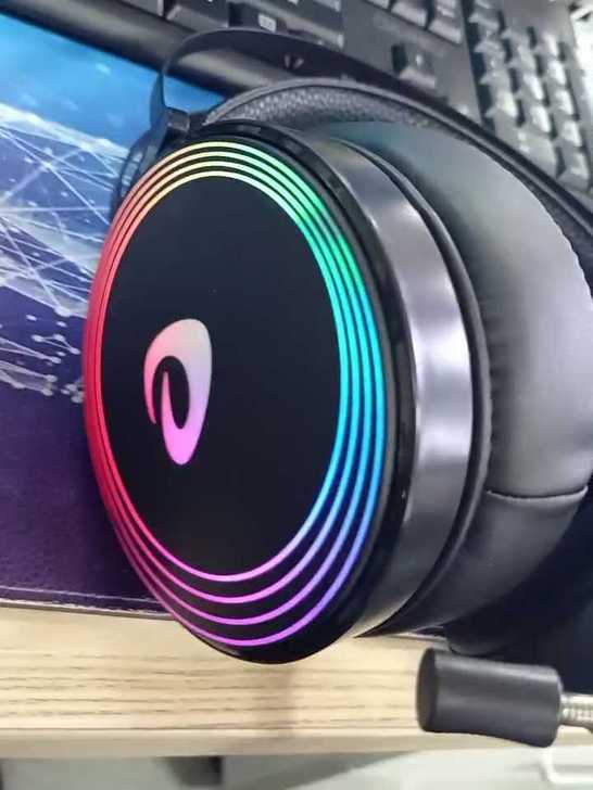 达尔优466头戴式耳机，rgb灯光，长麦，...