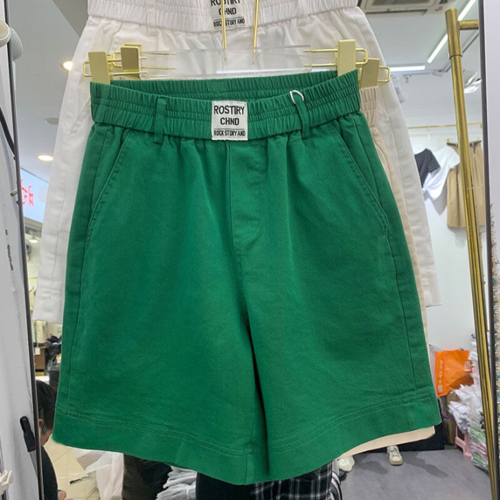 纯棉短裤女2021新款夏季松紧腰休闲五分短...