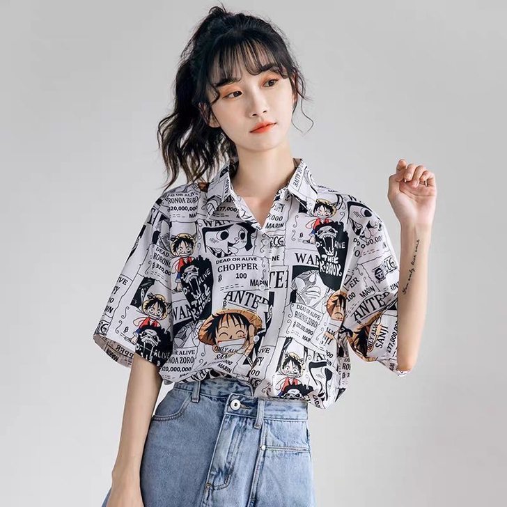 女短袖衬衫ins超火2021夏季薄款韩版复...